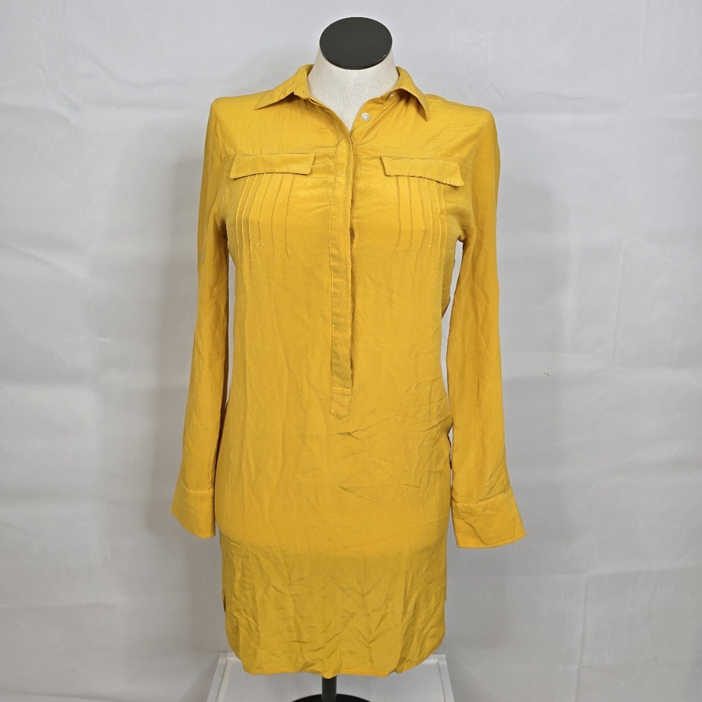 3/$25 Banana Republic Yellow Long Sleeve Button Down Shirt Dress Sz 4